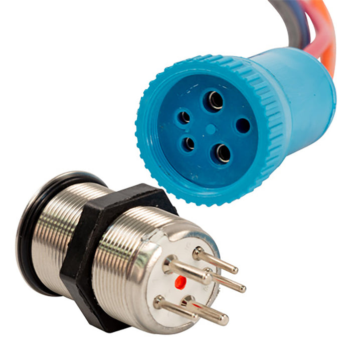 Bluewater 22mm Push Button Switch  OffOn Contact  BlueRed LED  1 Lead 905911131