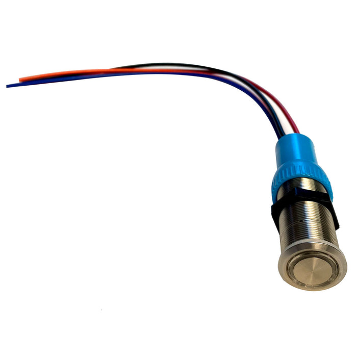 Bluewater 19mm Push Button Switch  OffOnOn Double Momentary Contact  BlueGreenRed LED  1 Lead 905721231