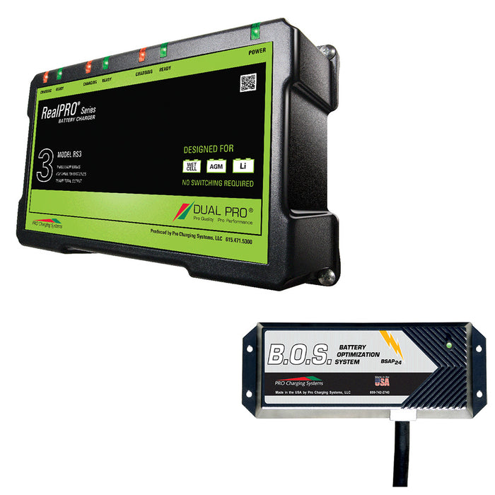 Dual Pro RS3 3 Bank Battery Charger w3 Bank BOS RS3BOS12V3