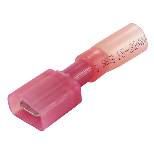 Pacer 2218 AWG FullyInsulated Male Disconnect Terminal  Red  25 Pack TDE18250FIM25