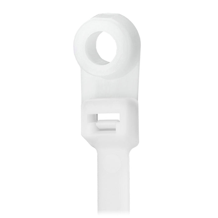 Pacer 8 Cable Tie wMounting Ring  Natural Color  50lb Tensile Strength  2 Bundle Diameter  100 Piece Bag CTMR2S100