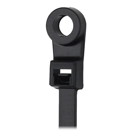 Pacer 15 Cable Tie wMounting Ring  Black  50lb Tensile Strength  4 Bundle Diameter  100 Piece Bag CTMR4S100BK