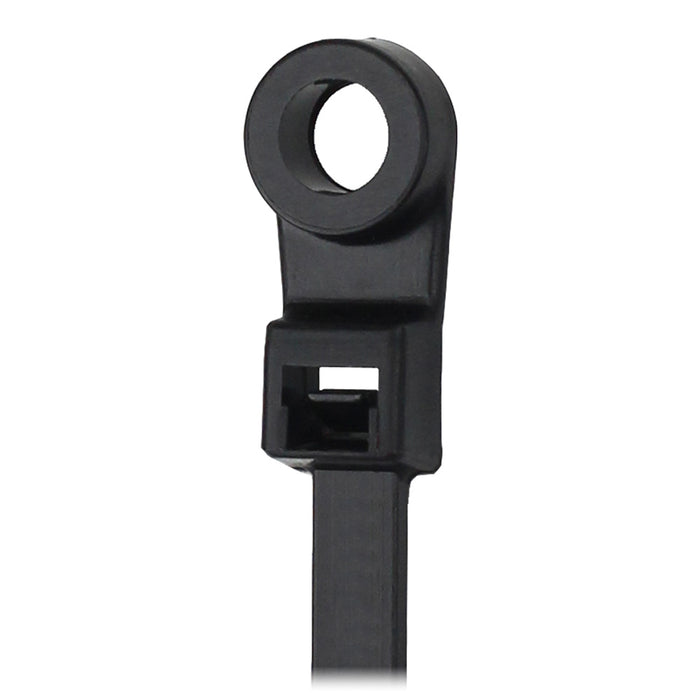 Pacer 15 Cable Tie wMounting Ring  Black  50lb Tensile Strength  4 Bundle Diameter  100 Piece Bag CTMR4S100BK