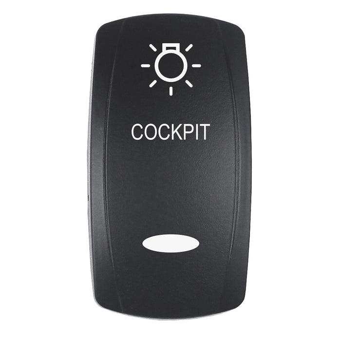 Pacer Actuator  COCKPIT fV Series Contura Switches  Black  Laser Etched TopBottom Light EV2LECKPT