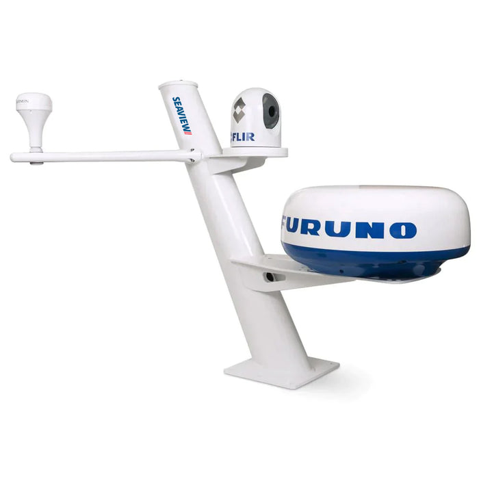 Seaview 30 Tapered Closed Dome Aft Leaning Radar Mount wCameraSearchlight Mount Removable Spreaders  10x10 Base Plate