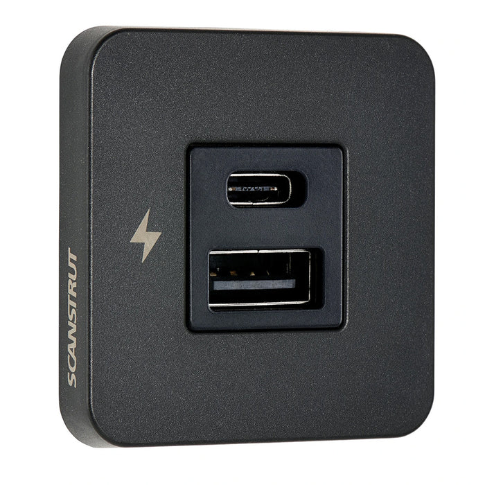 Scanstrut TILE USBAUSBC Interior Charging Socket  1224V  Black Bezel SCTILE10