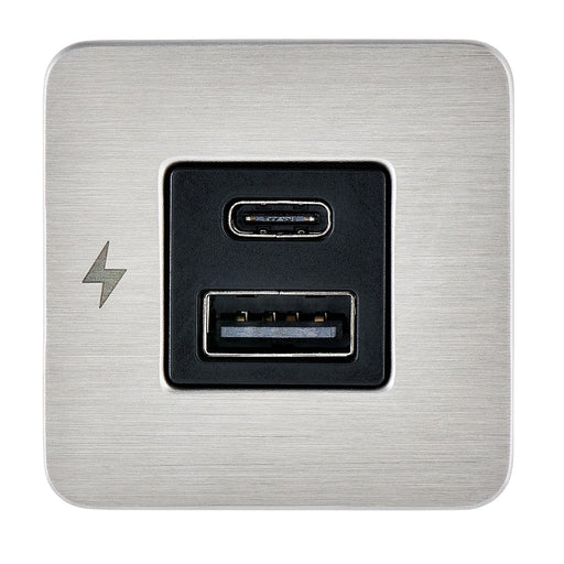 Scanstrut TILE USBAUSBC Interior Charging Socket  1224V  Stainless Steel Bezel SCTILE11