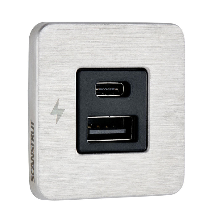 Scanstrut TILE USBAUSBC Interior Charging Socket  1224V  Stainless Steel Bezel SCTILE11