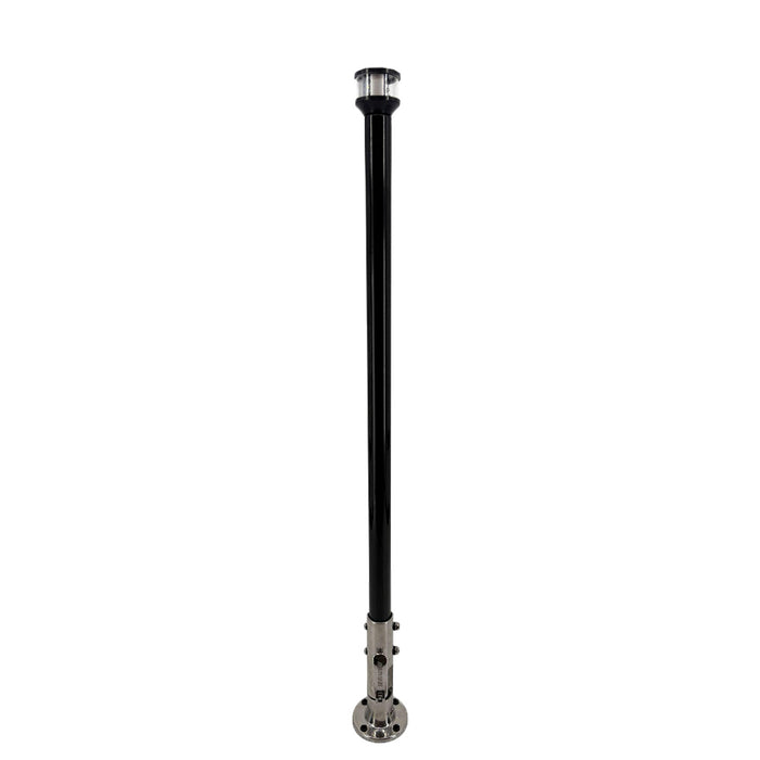 Seaview 24 Manually Folding Light Post w316 Stainless Steel Base  LTBLED12C5 Navigation Light  Black SVMHB124LEDSSB