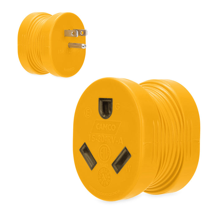 Camco Power Grip RV Adapter  15Amp Male30Amp Female 55223