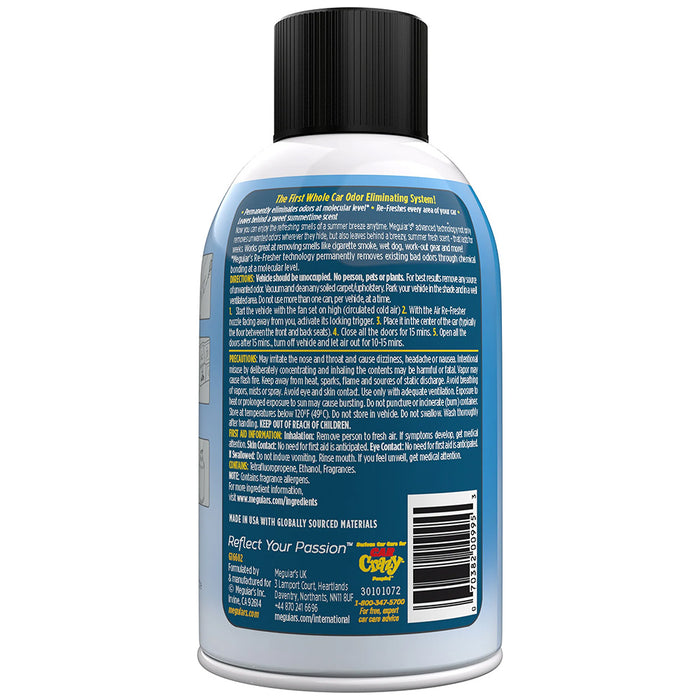 Meguiars Whole Car Air Refresher Odor Eliminator  Summer Breeze Scent G16602