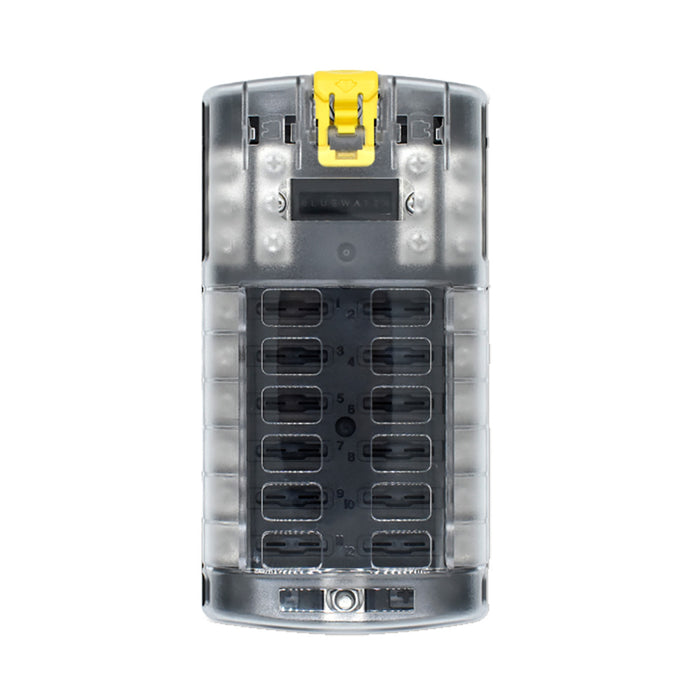 Bluewater 12 Position Fuse Block ATC wYellow Slide 32003003012