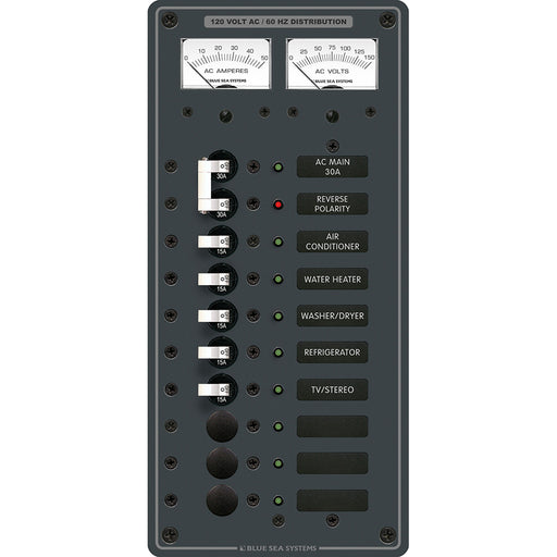 Blue Sea 8074 AC Main 8 Positions Toggle Circuit Breaker Panel  White Switches 8074