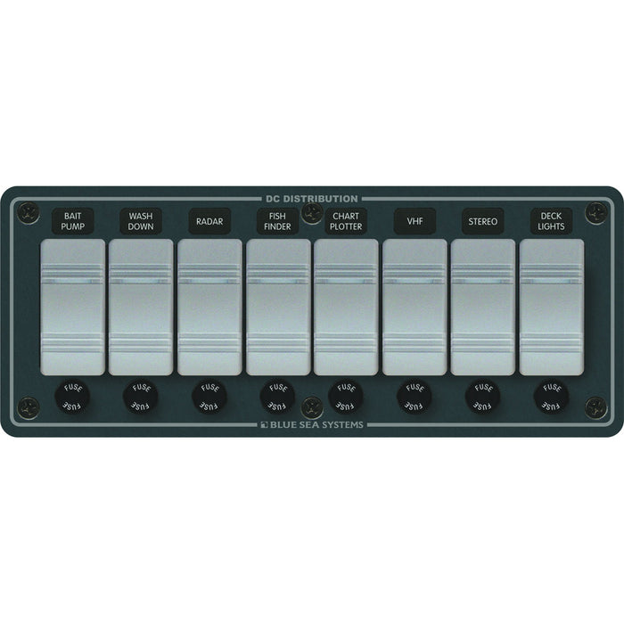 Blue Sea 8261 Waterproof Panel 8 Position  Slate Grey 8261