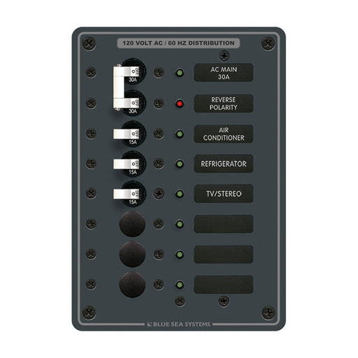Blue Sea 8027 AC Main 6 Position Breaker Panel  White Switches 8027