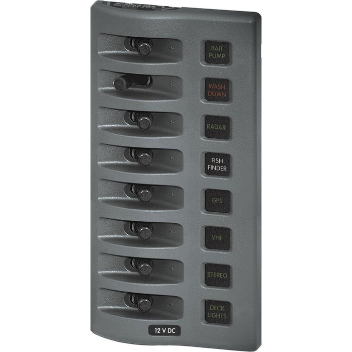 Blue Sea 4308 WeatherDeck Water Resistant Fuse Panel  8 Position  Grey 4308