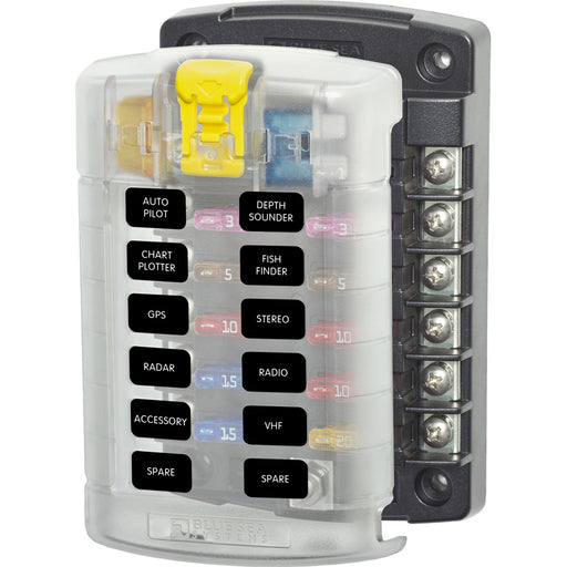 Blue Sea 5029 ST Blade Fuse Block wCover  12 Circuit wo Negative Bus 5029