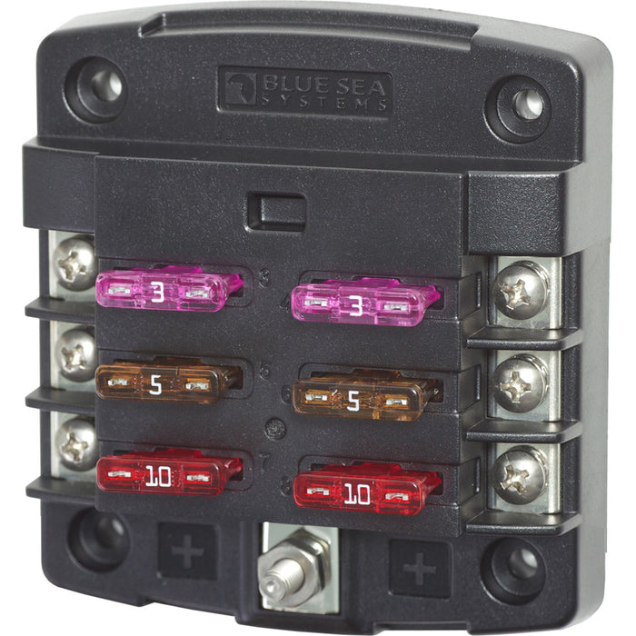 Blue Sea 5033 ST Blade Fuse Block wout Cover  6 Circuit wout Negative Bus 5033