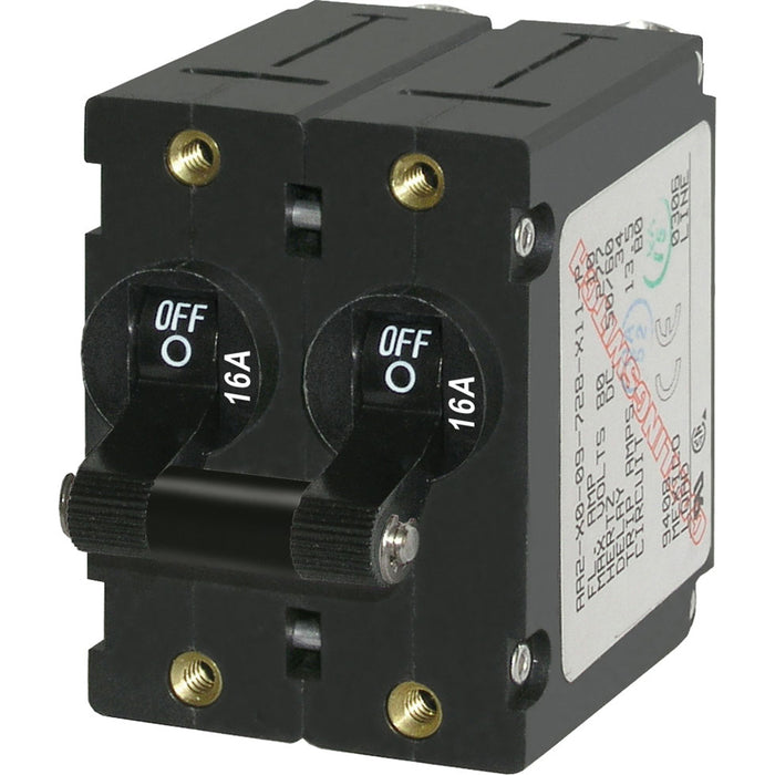 Blue Sea 7348 ASeries Double Pole Toggle  16A  Black 7348