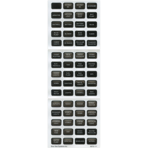 Blue Sea 8214 Black Small Format Label Kit  60 Labels 8214