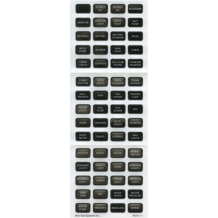 Blue Sea 8214 Black Small Format Label Kit  60 Labels 8214