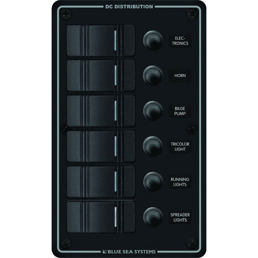 Blue Sea 8373 Water Resistant 6 Position  Black  Vertical Mount Panel 8373