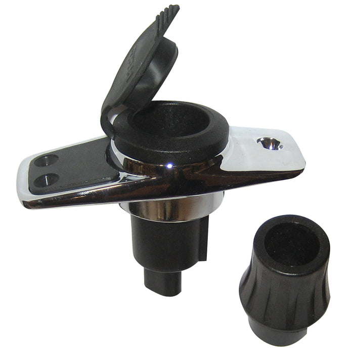 Perko Locking Collar Pole Light Mounting Base  2 Pin  Chrome Plated wBlack Cover 1060PB0DP