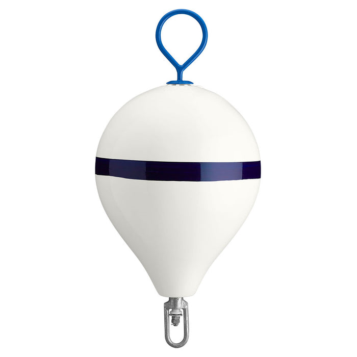 Polyform 17 CM Mooring Buoy wGalvanized Iron  White Blue Stripe CM3 WHITE WSTRIP