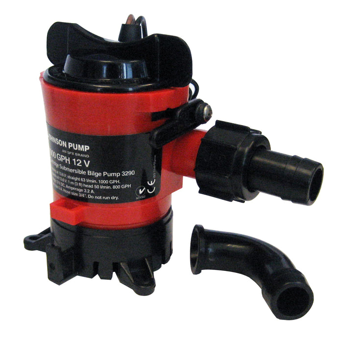 Johnson Pump 1000 GPH Bilge Pump 34 12V Dura Ports 32903
