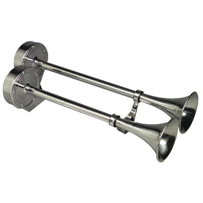 Schmitt Marine Deluxe AllStainless Dual Trumpet Horn  12V 10028
