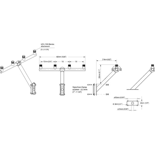 Scanstrut TB01 TBar Mount fGPSVHF Antenna TB01