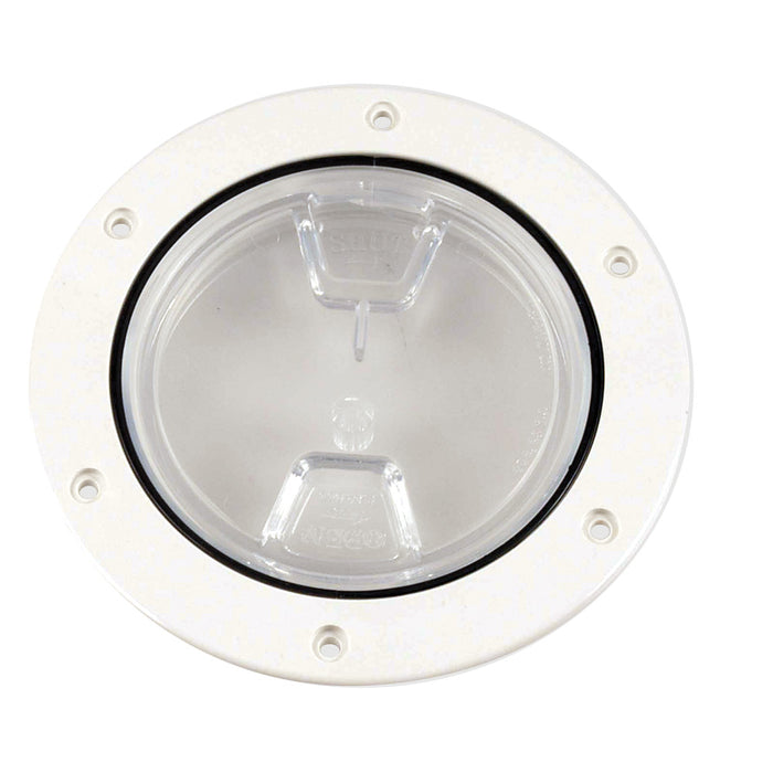 Beckson 4 Clear Center ScrewOut Deck Plate  White DP40WC