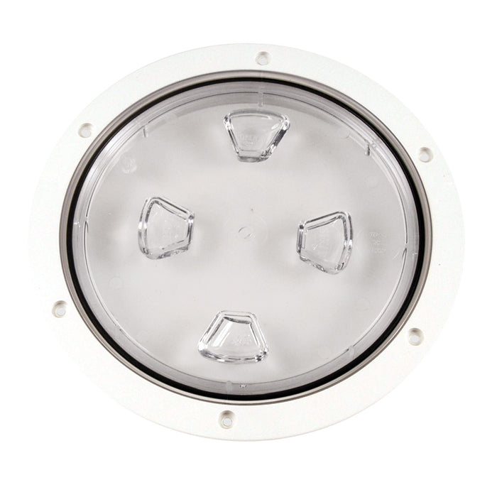 Beckson 8 Clear Center ScrewOut Deck Plate  White DP80WC