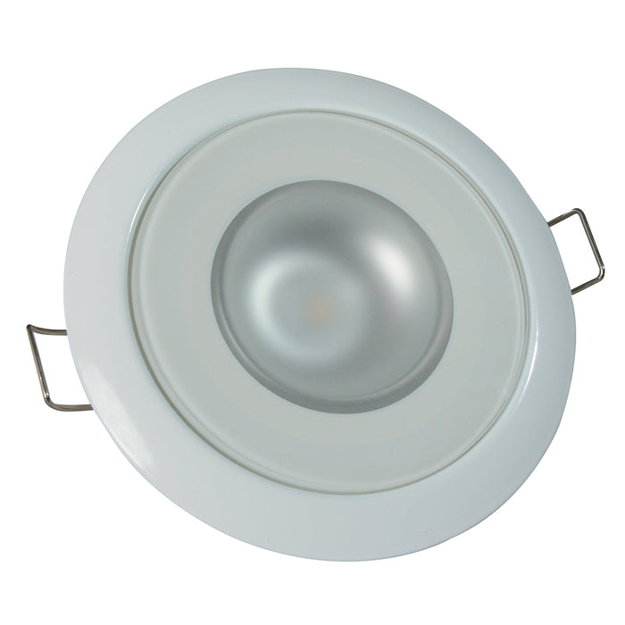 Lumitec Mirage  Flush Mount Down Light  Glass FinishWhite Bezel  2Color WhiteBlue Dimming 113121
