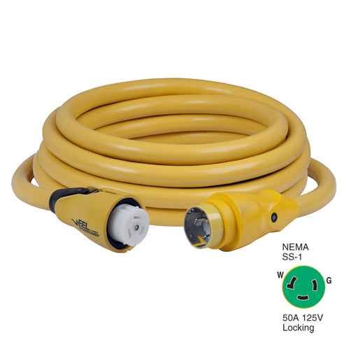 Marinco CS50325 EEL 50A 125V Shore Power Cordset  25  Yellow CS50325