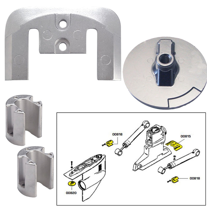 Tecnoseal Anode Kit wHardware  Mercury Bravo 23 up to 2003  Magnesium 20804MG