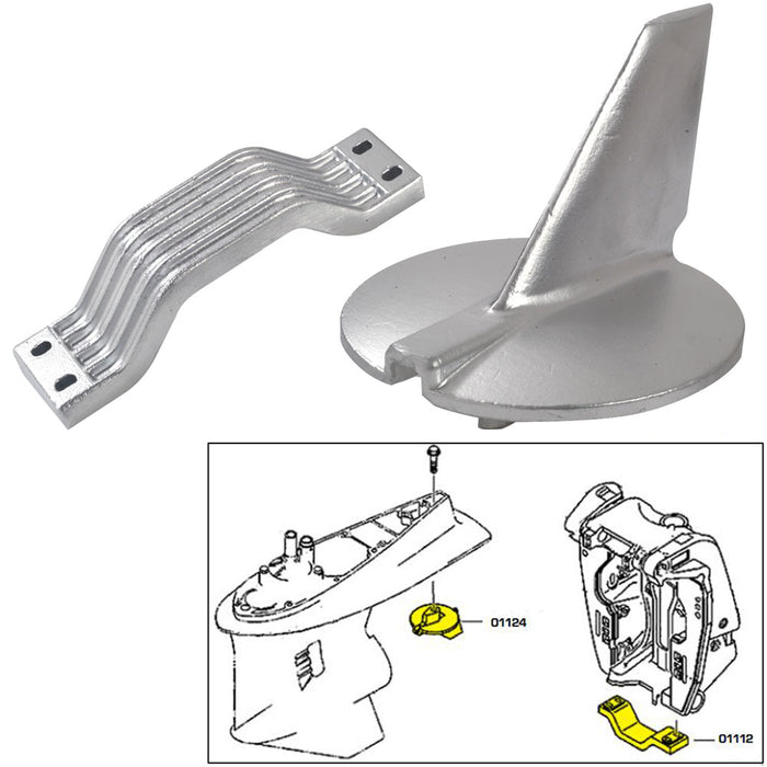 Tecnoseal Anode Kit wHardware  Yamaha 200250HP  Aluminum 21104AL