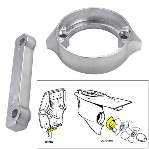 Tecnoseal Anode Kit wHardware  Volvo DuoProp 280  Aluminum 20702AL
