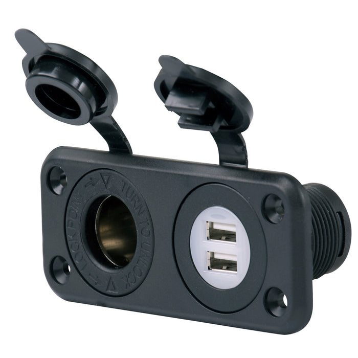 Marinco SeaLink Deluxe Dual USB Charger  12V Receptacle 12VCOMBO