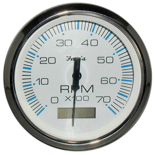 Faria Chesapeake White SS 4 Tachometer wHourmeter  7000 RPM Gas Outboard 33840