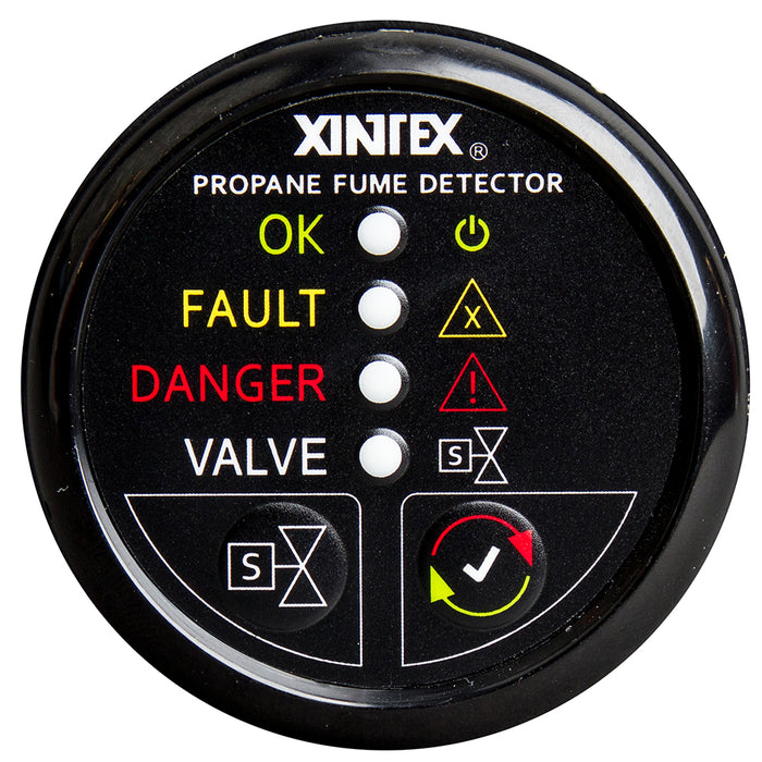 FireboyXintex Propane Fume Detector wPlastic Sensor  Solenoid Valve  Black Bezel Display P1BSR