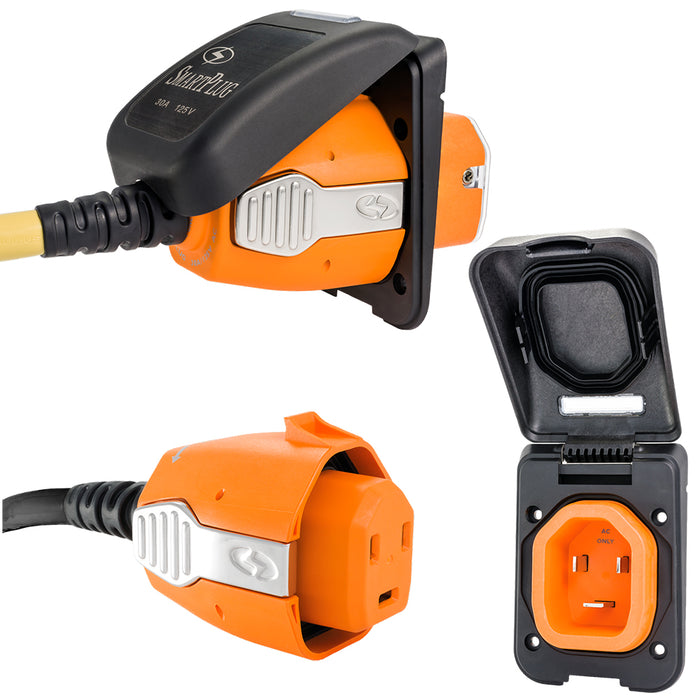 SmartPlug 30 AMP Inlet  Female Cord Connector Combo  Black B30ASSYPB