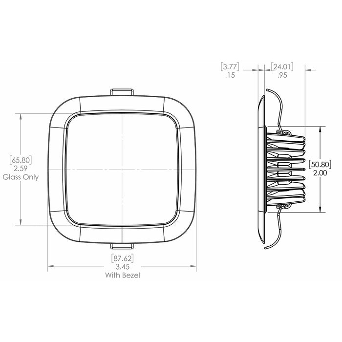 Lumitec Square Mirage Down Light  Warm White Dimming  HiCRI  Polished Bezel 116119