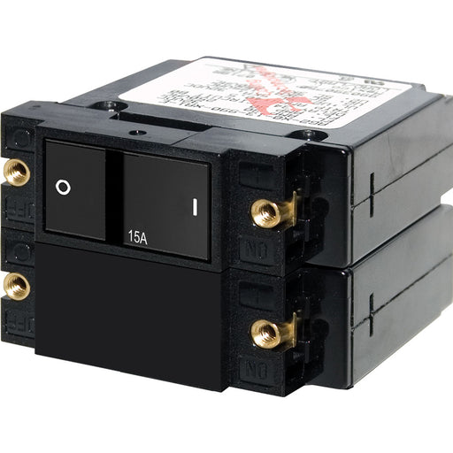 Blue Sea 7411 ASeries Flat Rocker Circuit Breaker  Double Pole  15A 7411