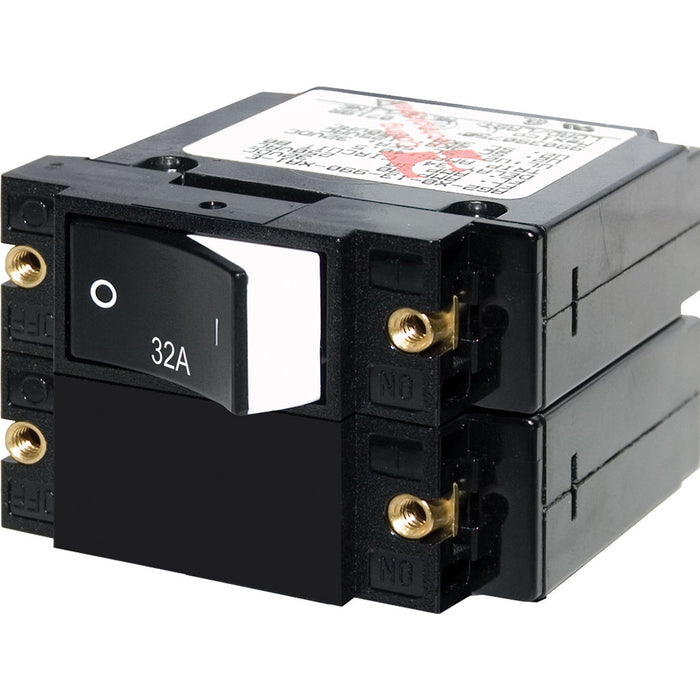Blue Sea 7575 ASeries Raised Rocker Circuit Breaker  Double Pole  32A 7575