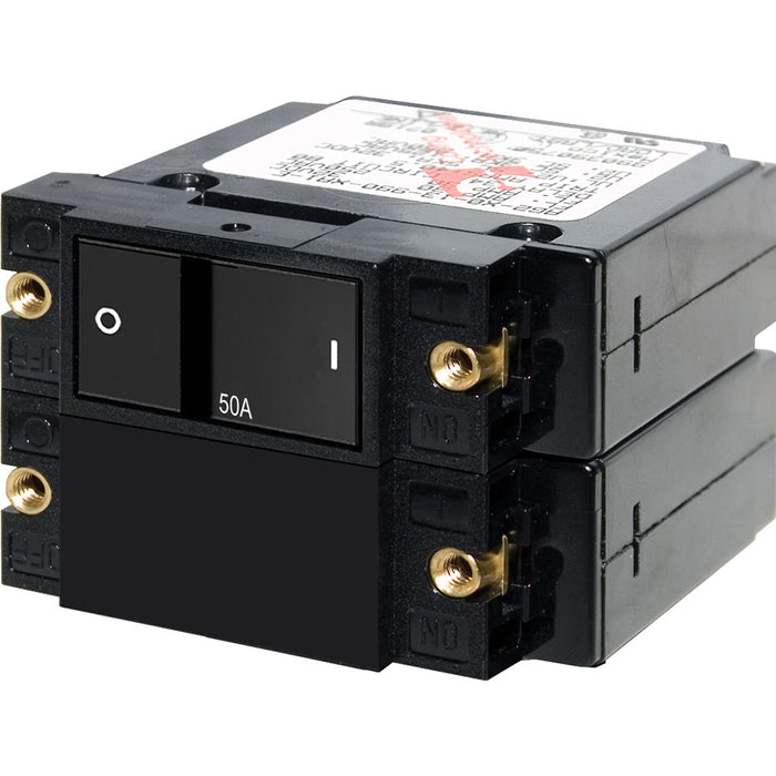 Blue Sea 7417 ASeries Flat Rocker Circuit Breaker  Double Pole  50A 7417