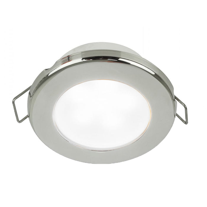 Hella Marine EuroLED 75 3 Round Spring Mount Down Light  White LED  Stainless Steel Rim  12V 958110521