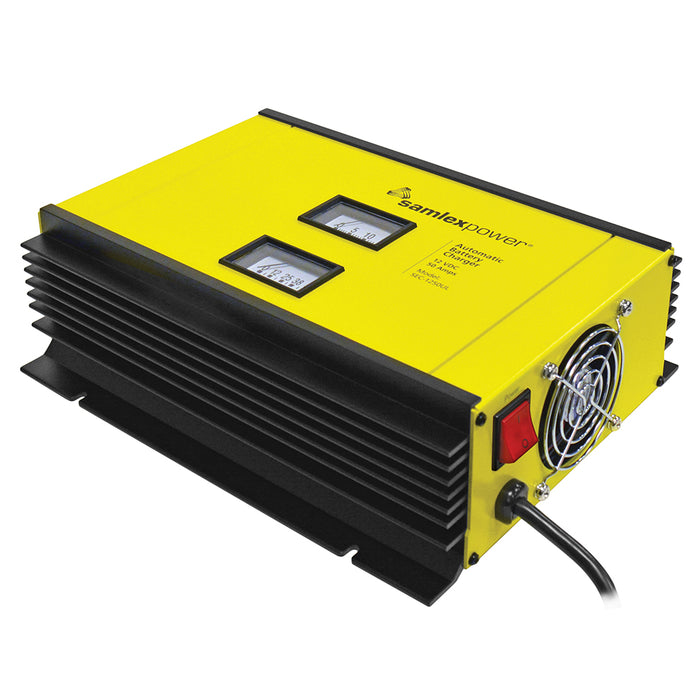 Samlex 50A Battery Charger  12V  2Bank  3Stage wDip Switch  Lugs  Includes Temp Sensor SEC1250UL