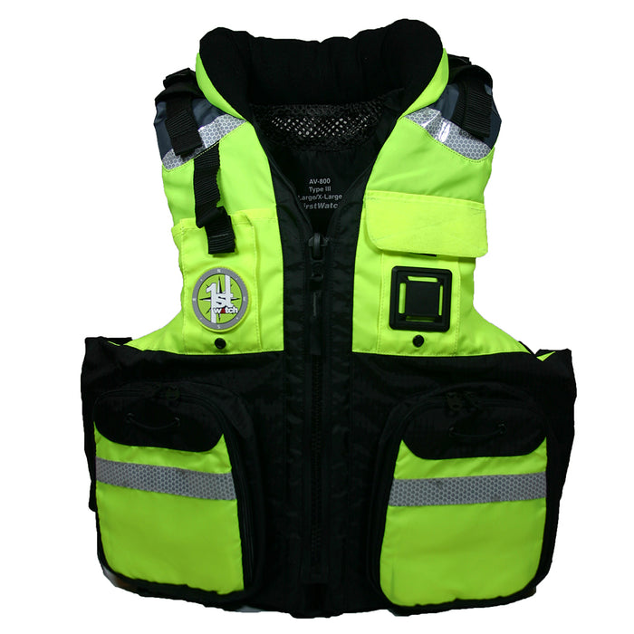First Watch AV800 Four Pocket Flotation Vest  HiVis Yellow  XXL to3XL AV800HV2XL3XL