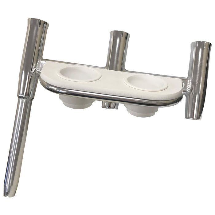 Tigress Offset Triple Rod Holder wCup Holders  Starboard Side  Polished Aluminum 881481